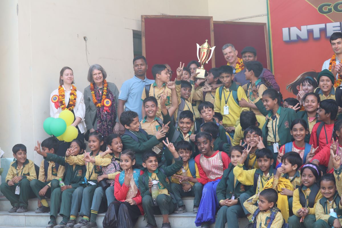 Students celebrating sports achievement